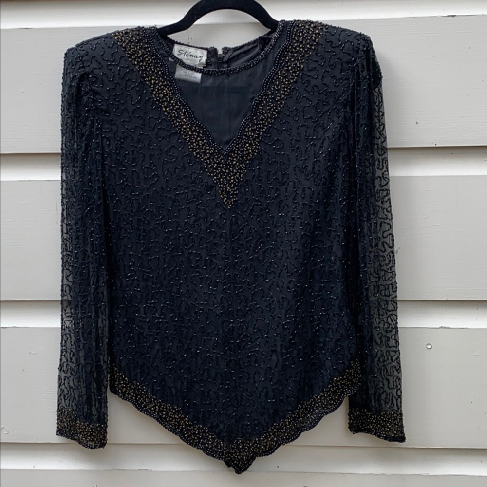 80’s Vintage Silk Beaded Top